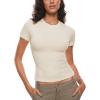 imageINLYRIC Womens Summer Short Sleeve Tops  Cotton Trendy Cute Basic Casual Crew Neck Single Layer T Shirts Tees TopsMilky White