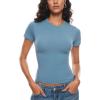 imageINLYRIC Womens Summer Short Sleeve Tops  Cotton Trendy Cute Basic Casual Crew Neck Single Layer T Shirts Tees TopsUniverse Blue