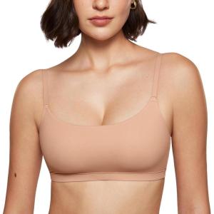 imageINLYRIC Womens Inbarely Bralettes Cami Bras No Underwire Wireless Seamless Unlined Comfort Sports BraCream Coffee