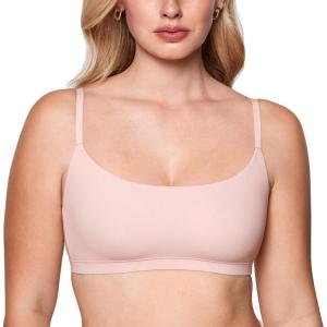 imageINLYRIC Womens Inbarely Bralettes Cami Bras No Underwire Wireless Seamless Unlined Comfort Sports BraGentle Rose