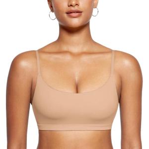 imageINLYRIC Womens Inbarely Bralettes Cami Bras No Underwire Wireless Seamless Unlined Comfort Sports BraWarm Beige
