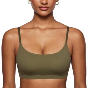 imageINLYRIC Womens Inbarely Bralettes Cami Bras No Underwire Wireless Seamless Unlined Comfort Sports BraWarm Green
