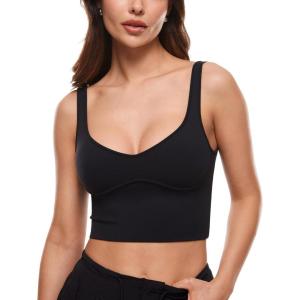 imageINLYRIC Womens Natrelax Sexy Tank Crop Tops Sweetheart V Neck Backless Sleeveless Summer Going Out Tank TopBlack