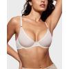 imageINLYRIC Womens Cosnufy Sheer Balconette Bra Demi Unlined Plunge Mesh See Through Sexy Bras UnderwireCoconut White