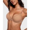 imageINLYRIC Womens Cosnufy Sheer Balconette Bra Demi Unlined Plunge Mesh See Through Sexy Bras UnderwireGravel Beige