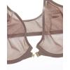 imageINLYRIC Womens Cosnufy Sheer Front Closure Bra  Demi Sexy Seamless Unlined No Padding Mesh Underwire BraBrown Purple