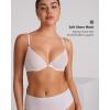 imageINLYRIC Womens Cosnufy Sheer Front Closure Bra  Demi Sexy Seamless Unlined No Padding Mesh Underwire BraCoconut White