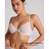 imageINLYRIC Womens Cosnufy Sheer Front Closure Bra  Demi Sexy Seamless Unlined No Padding Mesh Underwire BraCoconut White