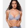 imageINLYRIC Womens Cosnufy Sheer Front Closure Bra  Demi Sexy Seamless Unlined No Padding Mesh Underwire BraMoonlight Blue