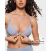 imageINLYRIC Womens Cosnufy Sheer Front Closure Bra  Demi Sexy Seamless Unlined No Padding Mesh Underwire BraMoonlight Blue