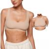 imageINLYRIC Womens Inbarely Soft Racerback Bralettes  2 Ways to Wear Unlined Comfortable Smooth High Neck Scoop Neck BraWheat Beige