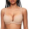 imageINLYRIC Womens Push Up Bra Tshirt Demi Supportive Bras Underwire Plunge Padded Comfortable Inbarely Plus CollectionWheat Beige