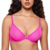 imageINLYRIC Womens Cosnufy Sheer Front Closure Bra  Demi Sexy Seamless Unlined No Padding Mesh Underwire BraGlitter Rose