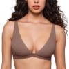 imageINLYRIC Womens Inbarely Soft Plunge Bralette  Deep V Unlined Triangle No Padding No Underwire Sexy Comfort Sleep BraBrown Purple