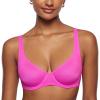 imageINLYRIC Womens Mesh Balconette Bra Sexy Demi Supportive Comfortable Seamless Underwire Unlined Sheer BrasBright Pink  Sheer