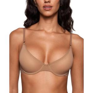 imageINLYRIC Womens Cosnufy Sheer Balconette Bra Demi Unlined Plunge Mesh See Through Sexy Bras UnderwireGravel Beige