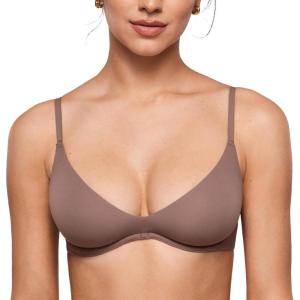 imageINLYRIC Womens Inbarely Plus Plunge Bra  Unlined Underwire Sexy Demi Balconette BrasBrown Purple