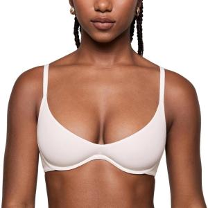 imageINLYRIC Womens Inbarely Plus Plunge Bra  Unlined Underwire Sexy Demi Balconette BrasCoconut White
