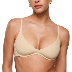 imageINLYRIC Womens Inbarely Plus Plunge Bra  Unlined Underwire Sexy Demi Balconette BrasLight Oatmeal