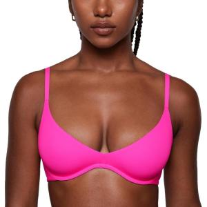 imageINLYRIC Womens Inbarely Plus Plunge Bra  Unlined Underwire Sexy Demi Balconette BrasRose Shocking