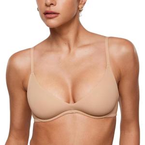 imageINLYRIC Womens Inbarely Plus Plunge Bra  Unlined Underwire Sexy Demi Balconette BrasWarm Beige