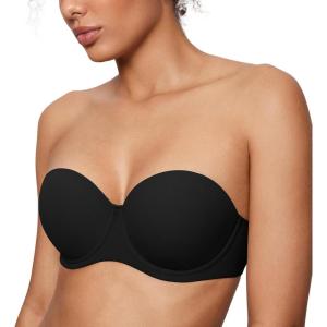 imageINLYRIC Womens Inbarely Plus Strapless Bra Full Coverage Lightly Lined Multiway Sexy Underwire Support Seamless BrasBlack  Go One Size Up