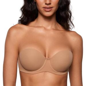 imageINLYRIC Womens Inbarely Plus Strapless Bra Full Coverage Lightly Lined Multiway Sexy Underwire Support Seamless BrasGravel Beige  Go One Size Up