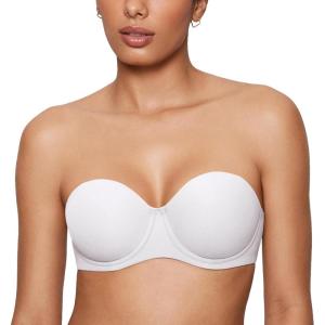 imageINLYRIC Womens Inbarely Plus Strapless Bra Full Coverage Lightly Lined Multiway Sexy Underwire Support Seamless BrasWhite  Go One Size Up