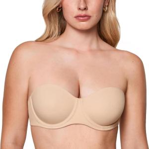 imageINLYRIC Womens Inbarely Plus Unlined Strapless Bra  NonSlip Underwire Non Padded Bandeau Plus Size BrasBeige  Go One Size Up