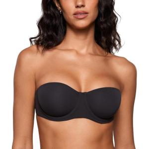 imageINLYRIC Womens Inbarely Plus Unlined Strapless Bra  NonSlip Underwire Non Padded Bandeau Plus Size BrasBlack  Go One Size Up