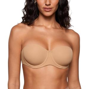 imageINLYRIC Womens Inbarely Plus Unlined Strapless Bra  NonSlip Underwire Non Padded Bandeau Plus Size BrasPeach Taupe  Go One Size Up