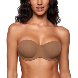 imageINLYRIC Womens Inbarely Plus Unlined Strapless Bra  NonSlip Underwire Non Padded Bandeau Plus Size BrasSandalwood Brown2  Go One Size Up