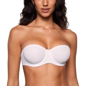 imageINLYRIC Womens Inbarely Plus Unlined Strapless Bra  NonSlip Underwire Non Padded Bandeau Plus Size BrasWhite  Go One Size Up