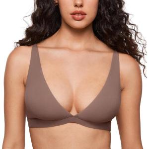 imageINLYRIC Womens Inbarely Soft Plunge Bralette  Deep V Unlined Triangle No Padding No Underwire Sexy Comfort Sleep BraBrown Purple