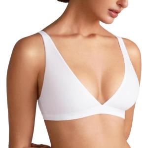 imageINLYRIC Womens Inbarely Soft Plunge Bralette  Deep V Unlined Triangle No Padding No Underwire Sexy Comfort Sleep BraSnow White