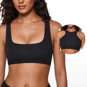 imageINLYRIC Womens Inbarely Soft Racerback Bralettes  2 Ways to Wear Unlined Comfortable Smooth High Neck Scoop Neck BraBlack