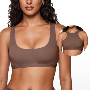 imageINLYRIC Womens Inbarely Soft Racerback Bralettes  2 Ways to Wear Unlined Comfortable Smooth High Neck Scoop Neck BraBrown Purple