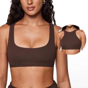 imageINLYRIC Womens Inbarely Soft Racerback Bralettes  2 Ways to Wear Unlined Comfortable Smooth High Neck Scoop Neck BraHazelnut