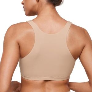 imageINLYRIC Womens Inbarely Soft Racerback Bralettes  2 Ways to Wear Unlined Comfortable Smooth High Neck Scoop Neck BraWheat Beige