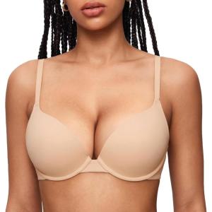imageINLYRIC Womens Push Up Bra Tshirt Demi Supportive Bras Underwire Plunge Padded Comfortable Inbarely Plus CollectionBeige
