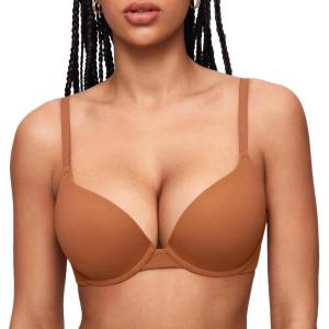 imageINLYRIC Womens Push Up Bra Tshirt Demi Supportive Bras Underwire Plunge Padded Comfortable Inbarely Plus CollectionBronze Beige