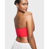 imageINLYRIC Womens Inbarely Strapless Bandeau Bra Bralette Tube Top Seamless Comfortable Stretchy Non Padded Bras TopsBright Red