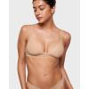 imageINLYRIC Womens Inbarely Triangle Bralette Plunge Unlined Seamless Bra No Underwire Sexy Comfortable EverydayWarm Beige