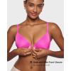 imageINLYRIC Womens Mesh Front Closure Bras Unlined Sheer Demi Plunge Supportive Comfortable No Padding Underwire BraBright Pink  Sheer