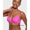 imageINLYRIC Womens Mesh Front Closure Bras Unlined Sheer Demi Plunge Supportive Comfortable No Padding Underwire BraBright Pink  Sheer