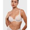 imageINLYRIC Womens Mesh Front Closure Bras Unlined Sheer Demi Plunge Supportive Comfortable No Padding Underwire BraCoconut White