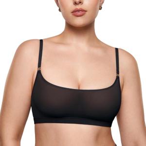 imageINLYRIC Womens Cosnufy Sheer Bralette  Cami Mesh Unlined No Padding See Through Wirefree Bralettes PulloverBlack