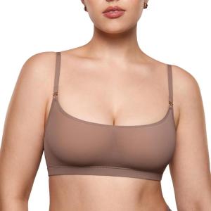 imageINLYRIC Womens Cosnufy Sheer Bralette  Cami Mesh Unlined No Padding See Through Wirefree Bralettes PulloverBrown Purple