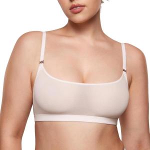 imageINLYRIC Womens Cosnufy Sheer Bralette  Cami Mesh Unlined No Padding See Through Wirefree Bralettes PulloverCoconut White