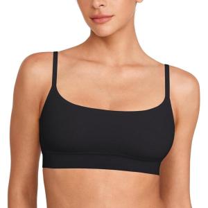 imageINLYRIC Womens Cotton Bralette  Wireless Unlined Sleep Comfortable Seamless Cami BraBlack